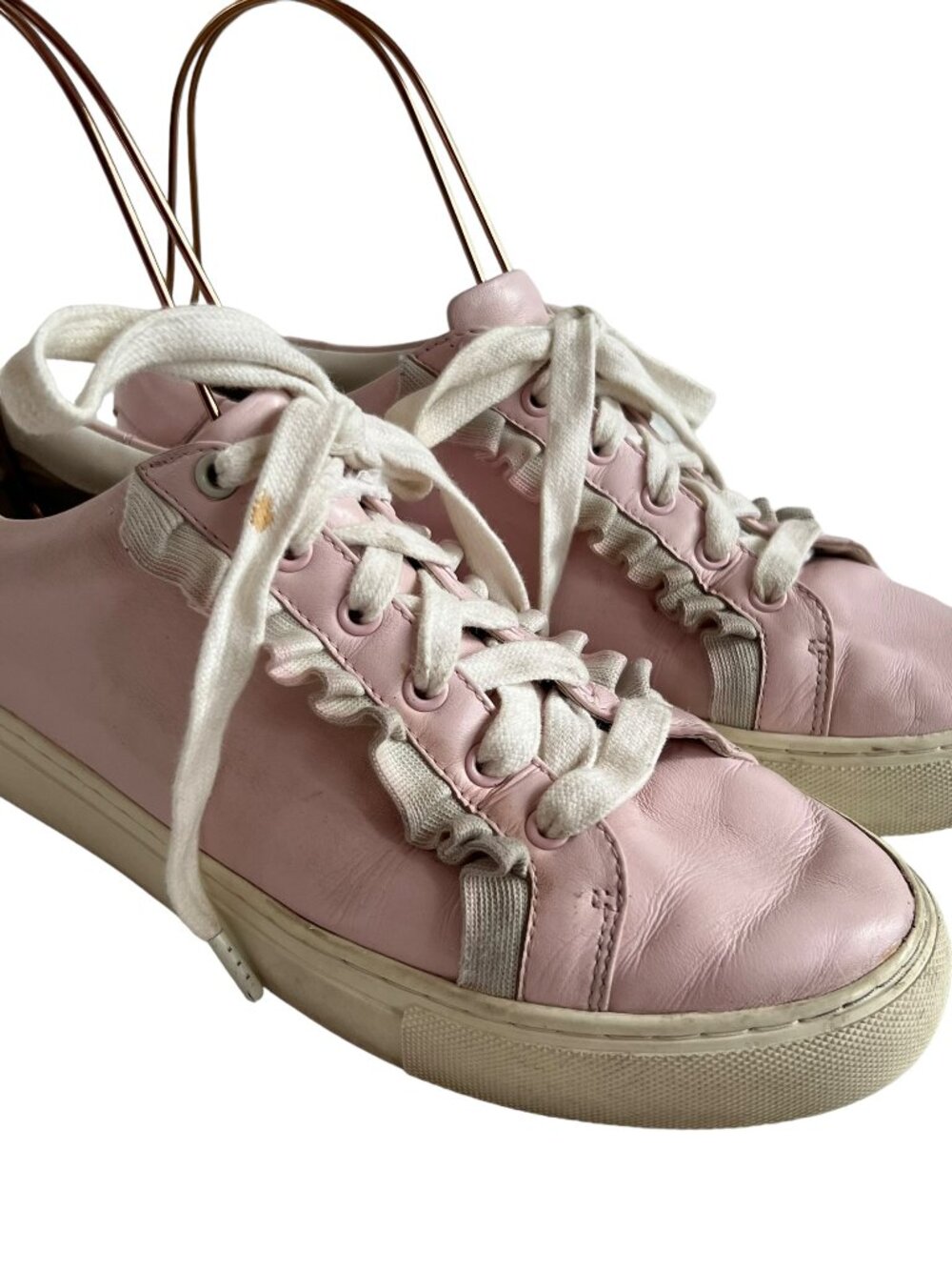 Tory Sport sneakers low top pink leather white ruffles womens 10 shoes